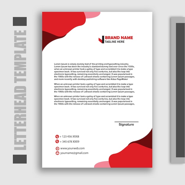 A business card with a red and white cover that says letterhead.