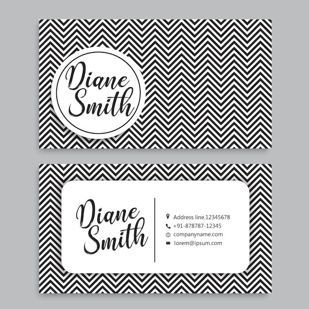 Vector business card with zigzag design