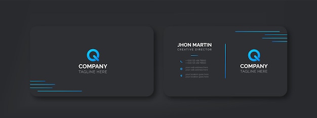 Vector business cards design clean modern minimal style black and blue templates