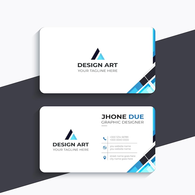 Vector business cards design clean modern minimal style blue templates