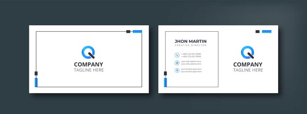 Vector business cards design clean modern minimal style white and blue templates