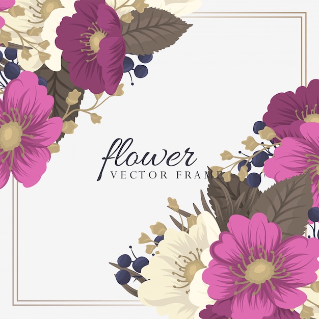 Business cards template pink hand drawn flowers