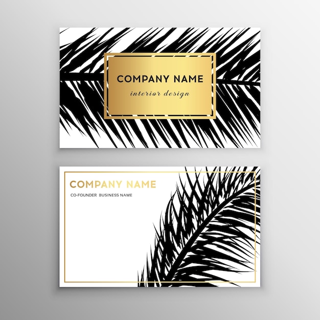 Business cards tropical graphic design tropical palm leaf Vector illustration Creative business card