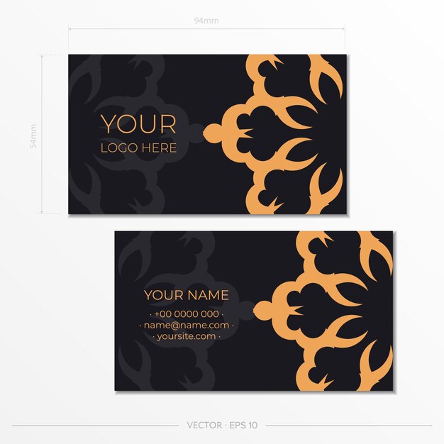 Business cards with decorative floral business cards, oriental pattern, illustration.