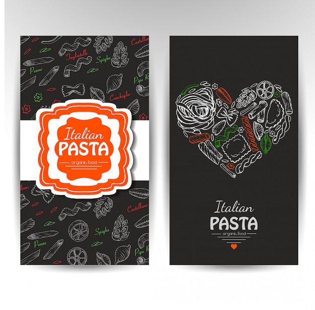 Vector business cards with italian pasta