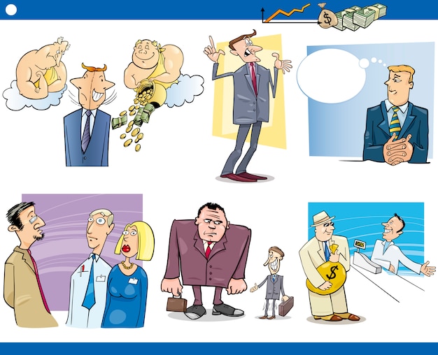 business cartoon concepten instellen