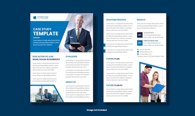 Vector business case study double side flyer template