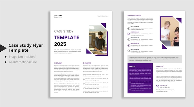 Business case study flyer template or corporate project paper layout with a unique concept