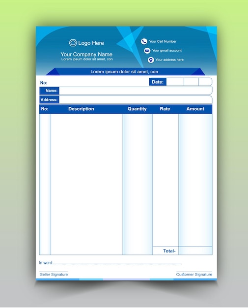 business cash memo design template