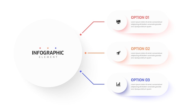 Business central circle infographic-presentatie met minimale kleur 3 cirkels optie en pictogram