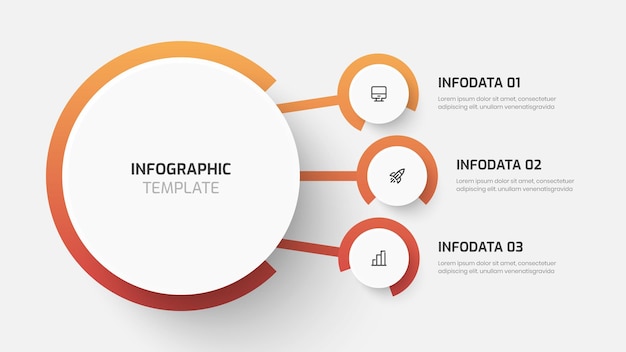 Business Central cirkel infographic sjabloon met kleurverloop cirkel label 3 optie en pictogram