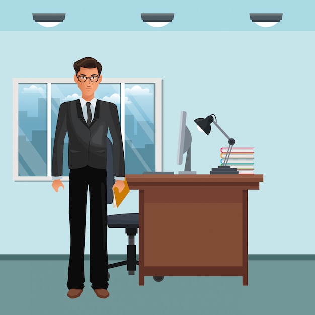 Vector business character in office scenario