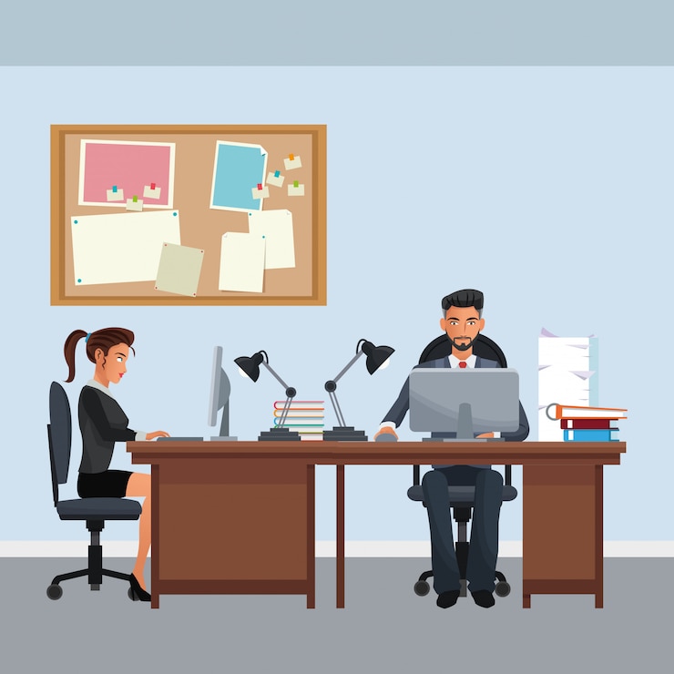 Vector business characters in office scene