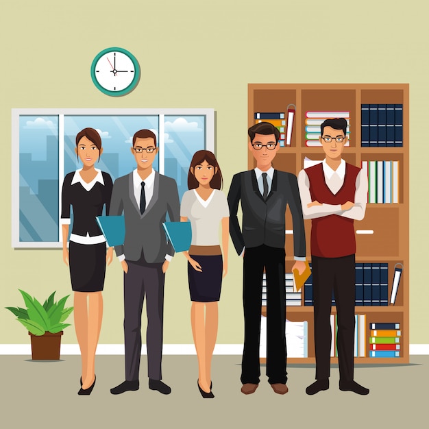 business characters in office scene