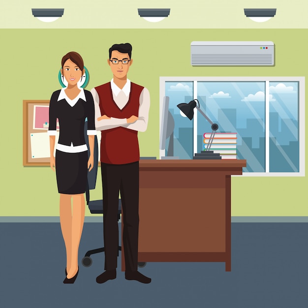 Vector business characters in office scene