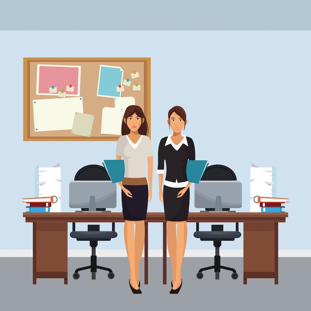 business characters in office scene