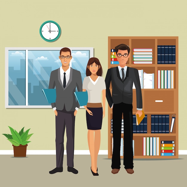 business characters in office scene