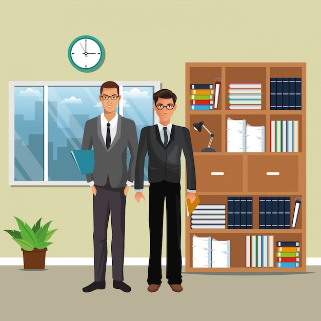 business characters in office scene