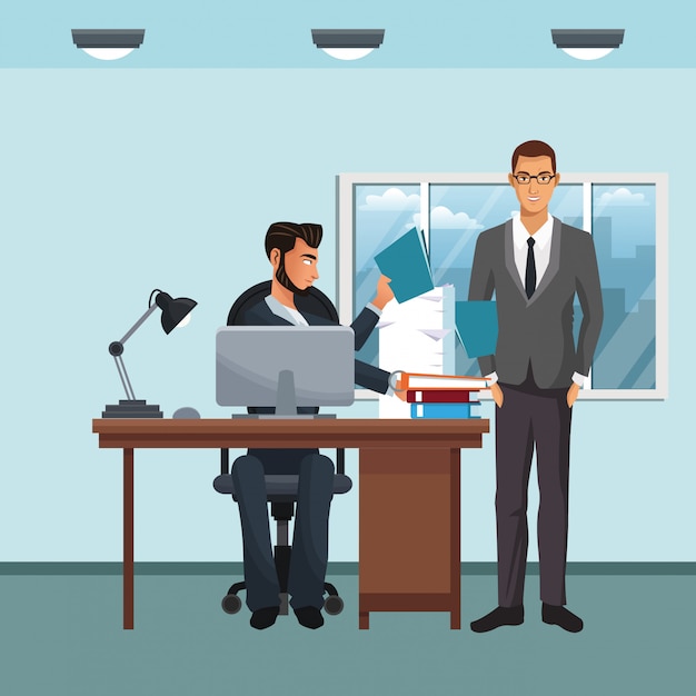 business characters in office scene
