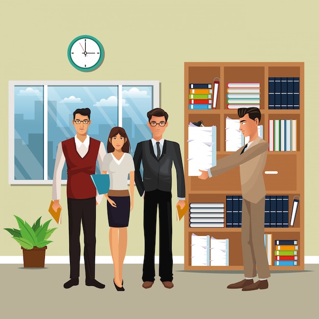 business characters in office scene