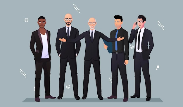 Vector business characters in suit for landing page and web design