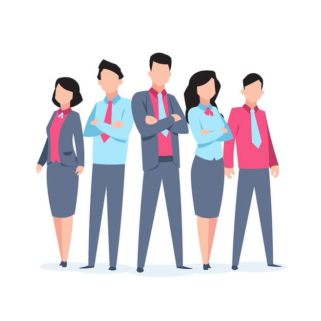 Vector business characters team work. office people corporate employee cartoon teamwork communication.  business team  illustration