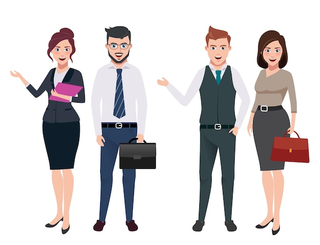 Business characters vector set with male and female business persons