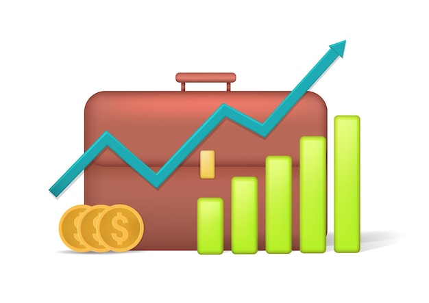 Vector the business chart and gold coins for business content.