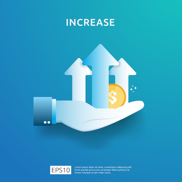 Business chart on hand. income salary rate increase. graphic growth margin revenue. 