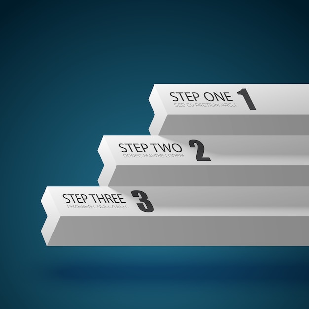 Business chart template with three steps