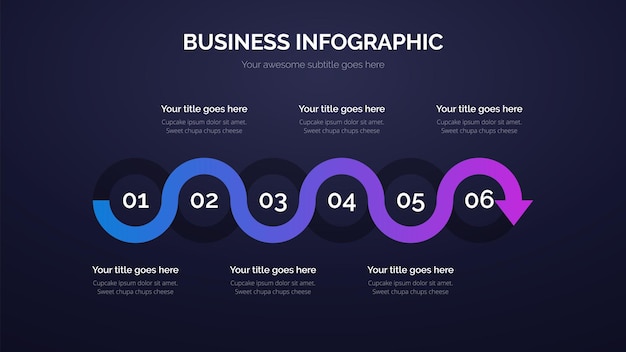 Business Circle Infographic met zes stappen inbegrepen