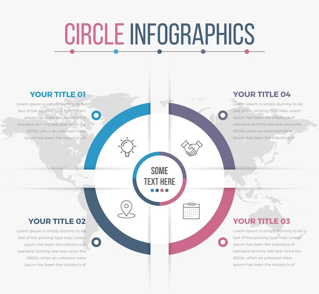 Business circle infographics 04 stappen