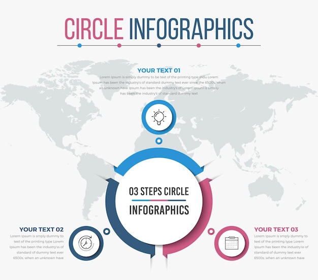 Business Circle Infographics with 03 Steps