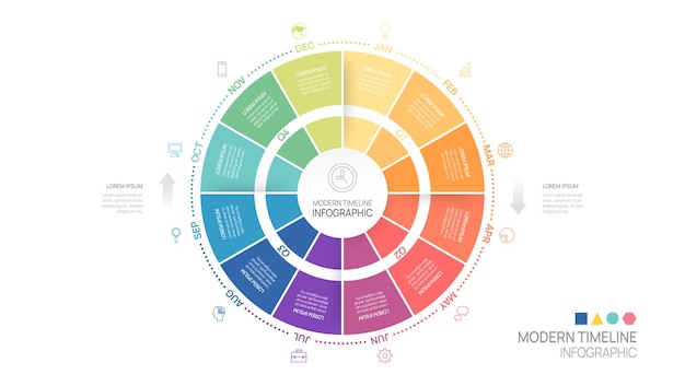 Vector business circle step timeline infographic template modern milestone element timeline diagram