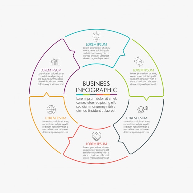 Business circle. timeline infographic icons design