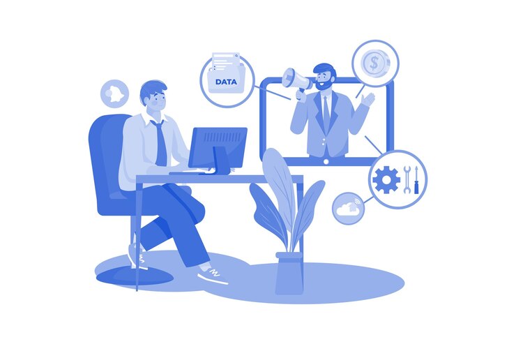 Vector business coach provides guidance to startup company
