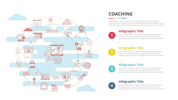 Vector business coaching concept for infographic template banner with four point list information