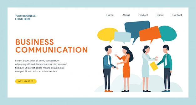 Vector business communication landing page