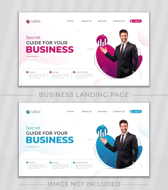 Vector business company minimal landing page design template