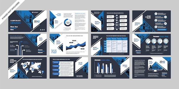 Vector business company presentation with infographics template.