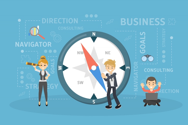 Vector business compass illustration.