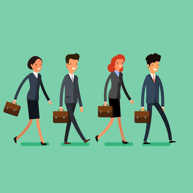 Vector business concept. cartoon business people walking. flat design, vector illustration