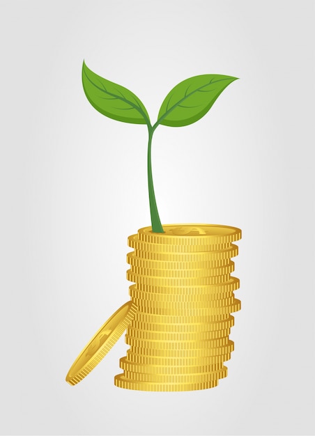 Бизнес-концепция, растущее дерево из кучи золотой монеты