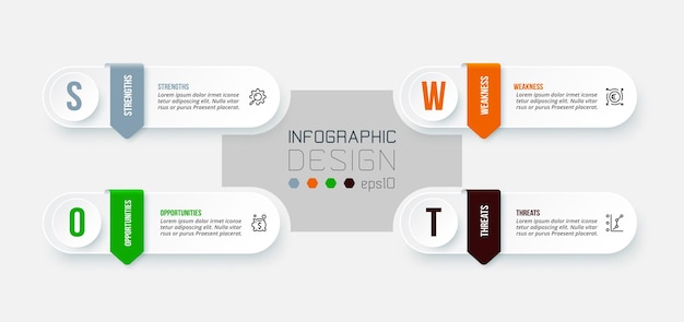 Vector business concept infographic template with swot analysis