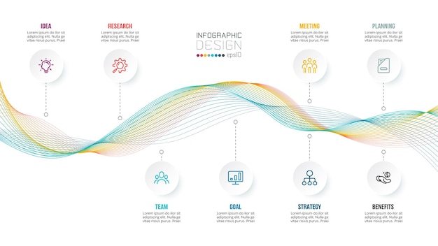 Modello infographic di concetto di affari con l'onda.