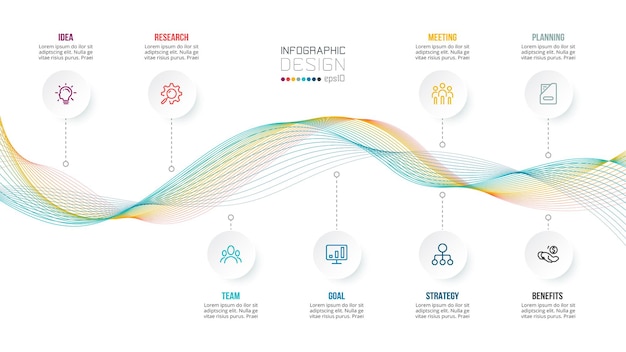 Vector business concept infographic template with wave.