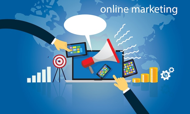 Vettore concetto di affari vettore di marketing digitale online di internet
