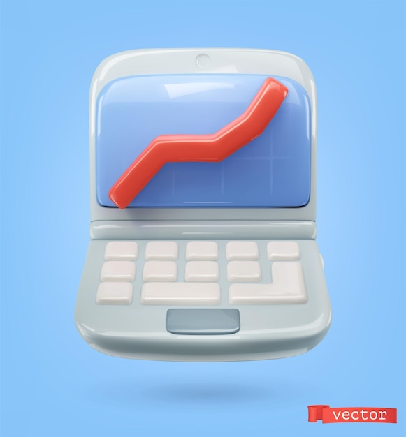 Business concept laptop and chart 3d vector icon