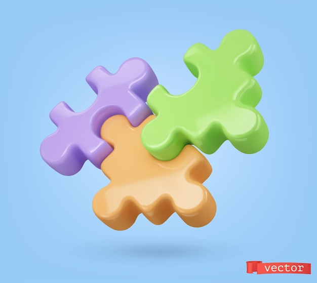 Business concept puzzle 3d vector icon