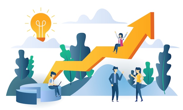 Business concept sales chart flat illustration